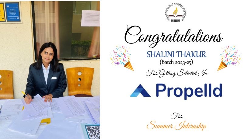 Congratulations to Shalini Thakur on securing the spot in Summer Internship Programme at Propelld