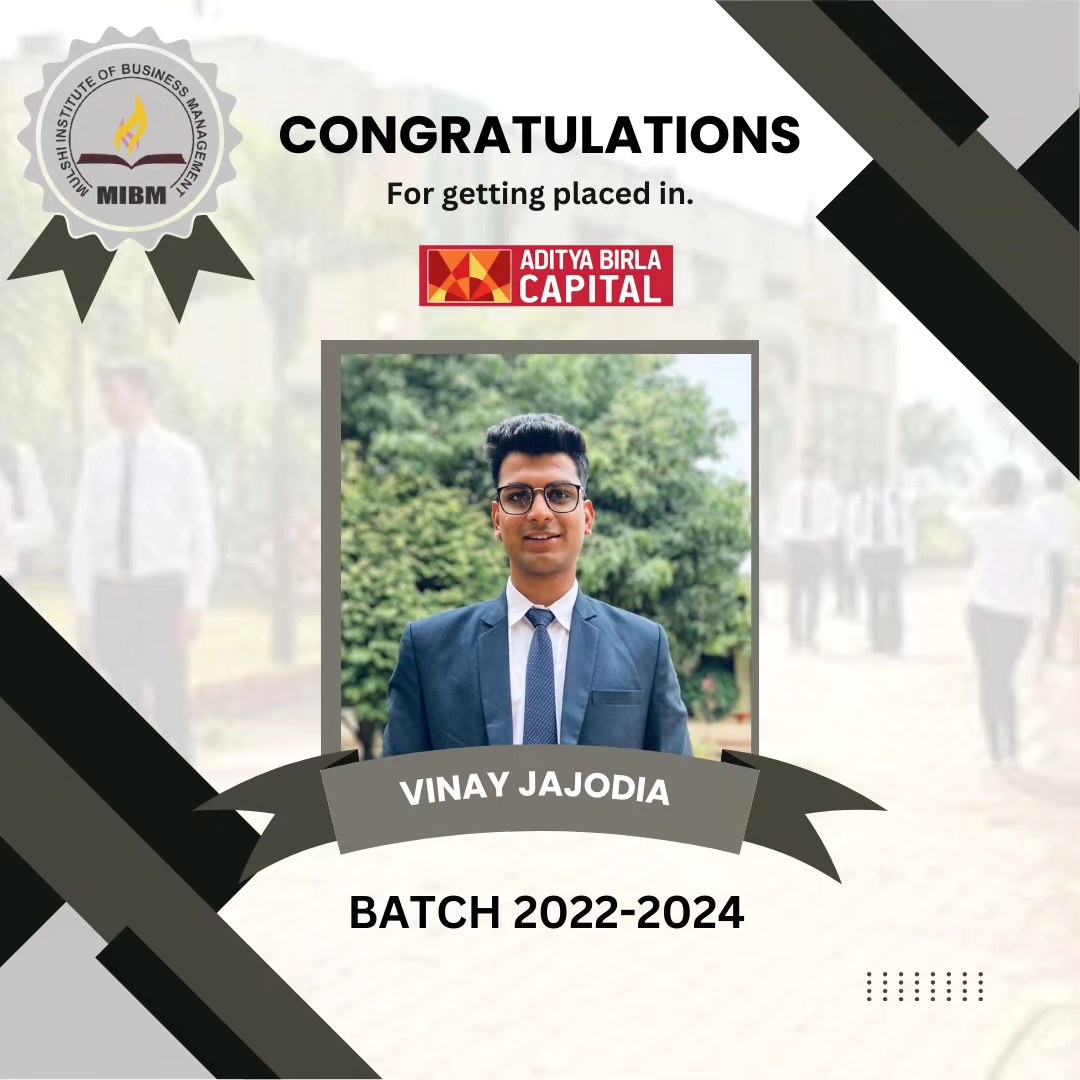 Congratulations to Vinay Jajodia on getting placed in Aditya Birla Capital