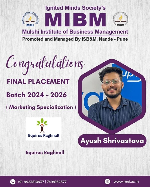 Congratulations to Ayush Shrivastava on getting placed in Equirus Raghnall