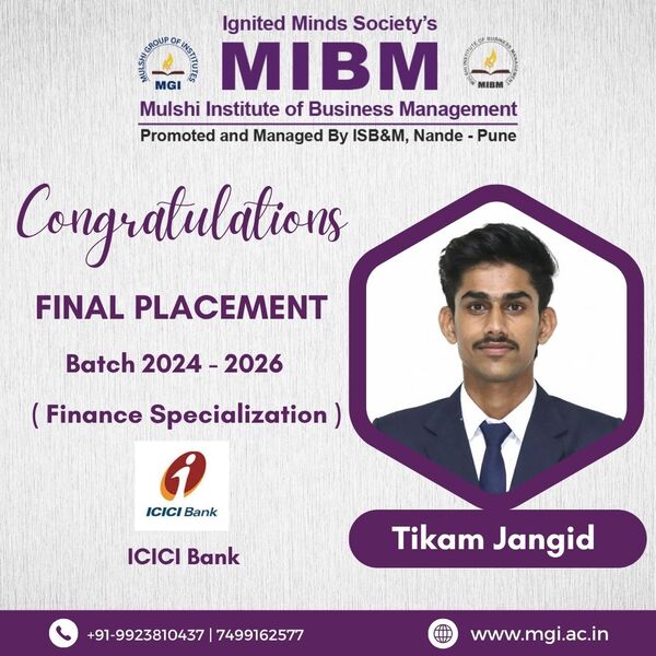 Congratulations to Tikam Jangid on getting placed in ICICI Bank